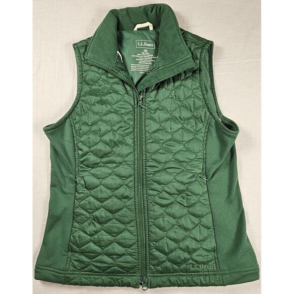 LL Bean Vest Womens Sz XS Green Puffer Full Zip Quilted Thinsulate Lined Jacket - Picture 1 of 8